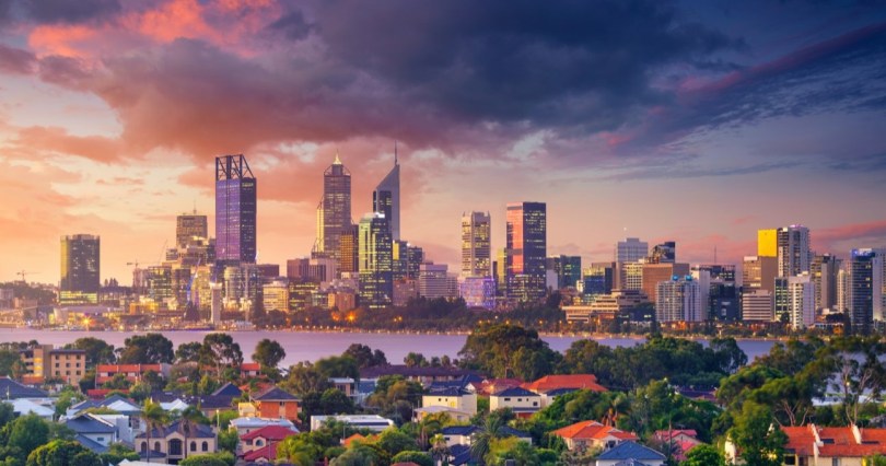 Perth city sunset